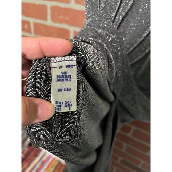 Sandra Ow-Wing Black and Silver Long Metallic Dress - 8 - Picture 7 of 8